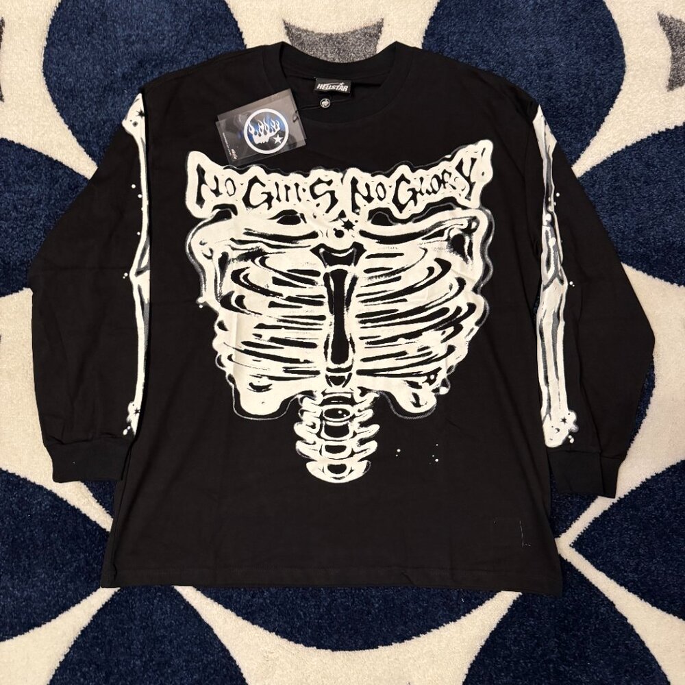 Hellstar No Guts Skeleton Black Longsleeve Shirt Men’s Size Medium or Large